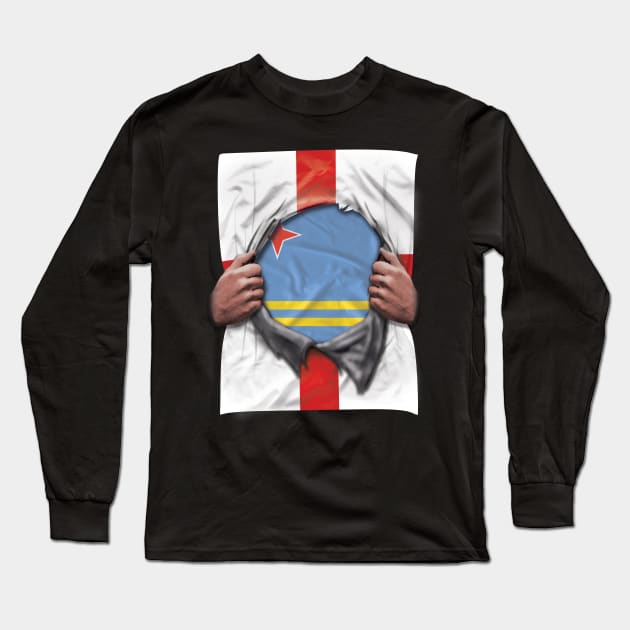 Aruba Flag English Flag Ripped - Gift for Aruban From Aruba Long Sleeve T-Shirt by Country Flags